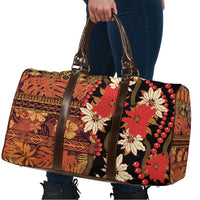 Hawaii Christmas Poinsettia Lei Travel Bag Tapa Pattern - Polynesian Pride
