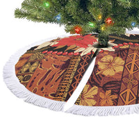 Hawaii Christmas Poinsettia Lei Tree Skirt Tapa Pattern - Polynesian Pride