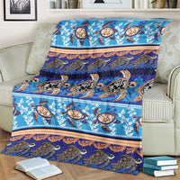 Hawaii Turtles Pattern Special Blue Blanket - Polynesian Pride