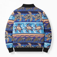 Hawaii Turtles Pattern Special Blue Bomber Puffer Jacket LT01 - Polynesian Pride