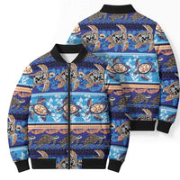 Hawaii Turtles Pattern Special Blue Bomber Puffer Jacket LT01 - Polynesian Pride