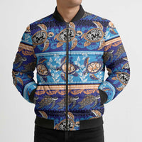 Hawaii Turtles Pattern Special Blue Bomber Puffer Jacket LT01 - Polynesian Pride