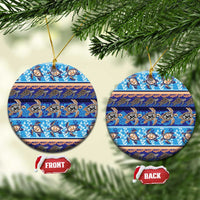 Hawaii Turtles Pattern Special Blue Ceramic Ornament LT01 Circle Blue - Polynesian Pride