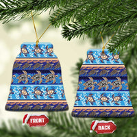Hawaii Turtles Pattern Special Blue Ceramic Ornament LT01 Bell Flake Blue - Polynesian Pride