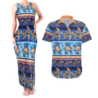 Hawaii Turtles Pattern Special Blue Couples Matching Tank Maxi Dress and Hawaiian Shirt - Polynesian Pride