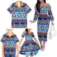 Hawaii Turtles Pattern Special Blue Family Matching Off The Shoulder Long Sleeve Dress and Hawaiian Shirt - Polynesian Pride