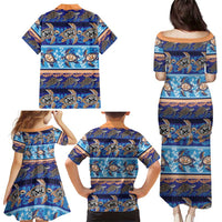 Hawaii Turtles Pattern Special Blue Family Matching Puletasi and Hawaiian Shirt LT01 - Polynesian Pride