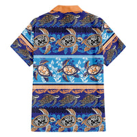 Hawaii Turtles Pattern Special Blue Family Matching Puletasi and Hawaiian Shirt LT01 - Polynesian Pride