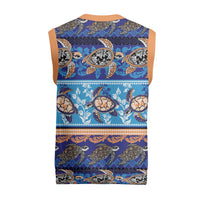 Hawaii Turtles Pattern Special Blue Christmas Knitted V-Neck Vest LT01 - Polynesian Pride
