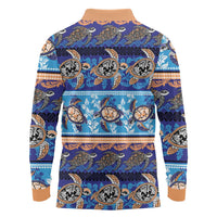Hawaii Turtles Pattern Special Blue Long Sleeve Polo Shirt LT01 - Polynesian Pride