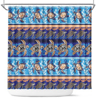 Hawaii Turtles Pattern Special Blue Shower Curtain - Polynesian Pride