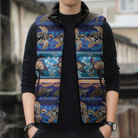 Hawaii Turtles Pattern Special Blue Sleeveless Puffer Jacket LT01 - Polynesian Pride