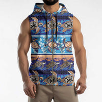 Hawaii Turtles Pattern Special Blue Sleeveless Zip Hoodie LT01 - Polynesian Pride
