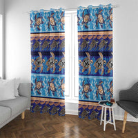 Hawaii Turtles Pattern Special Blue Window Curtain - Polynesian Pride