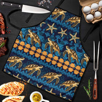 Hawaii Turtles Starfish Unique Pattern Apron LT01 Blue - Polynesian Pride