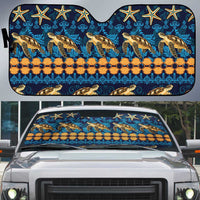 Hawaii Turtles Starfish Unique Pattern Auto Sun Shade LT01 Blue - Polynesian Pride