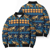 Hawaii Turtles Starfish Unique Pattern Bomber Puffer Jacket LT01 - Polynesian Pride