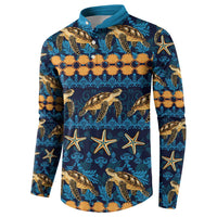 Hawaii Turtles Starfish Unique Pattern Button Sweatshirt LT01 - Polynesian Pride