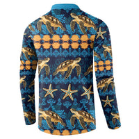 Hawaii Turtles Starfish Unique Pattern Button Sweatshirt LT01 - Polynesian Pride