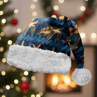 Hawaii Turtles Starfish Unique Pattern Christmas Santa Hat LT01 With Fur Blue - Polynesian Pride