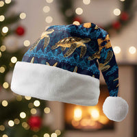 Hawaii Turtles Starfish Unique Pattern Christmas Santa Hat LT01 Without Fur Blue - Polynesian Pride