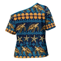 Hawaii Turtles Starfish Unique Pattern Cross Shoulder Shirt LT01 - Polynesian Pride