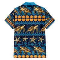 Hawaii Turtles Starfish Unique Pattern Family Matching Long Sleeve Bodycon Dress and Hawaiian Shirt - Polynesian Pride