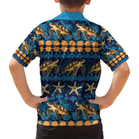 Hawaii Turtles Starfish Unique Pattern Family Matching Off Shoulder Short Dress and Hawaiian Shirt - Polynesian Pride