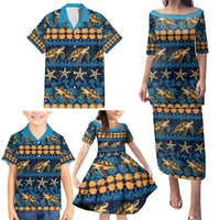 Hawaii Turtles Starfish Unique Pattern Family Matching Puletasi and Hawaiian Shirt LT01 - Polynesian Pride