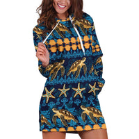 Hawaii Turtles Starfish Unique Pattern Hoodie Dress - Polynesian Pride