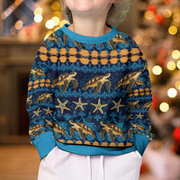 Hawaii Turtles Starfish Unique Pattern Kid Ugly Christmas Sweater - Polynesian Pride