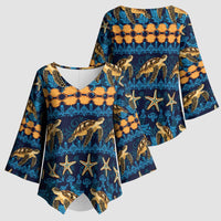 Hawaii Turtles Starfish Unique Pattern Kimono Sleeve Blouse LT01 - Polynesian Pride
