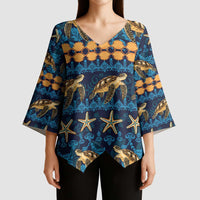 Hawaii Turtles Starfish Unique Pattern Kimono Sleeve Blouse LT01 - Polynesian Pride