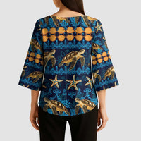 Hawaii Turtles Starfish Unique Pattern Kimono Sleeve Blouse LT01 - Polynesian Pride
