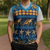 Hawaii Turtles Starfish Unique Pattern Christmas Knitted V-Neck Vest LT01 - Polynesian Pride