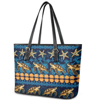 Hawaii Turtles Starfish Unique Pattern Leather Tote Bag - Polynesian Pride