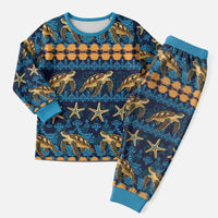 Hawaii Turtles Starfish Unique Pattern Christmas Pajama Set LT01 Men Blue - Polynesian Pride