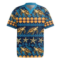 Hawaii Turtles Starfish Unique Pattern Rugby Jersey LT01 Blue - Polynesian Pride
