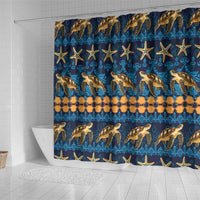 Hawaii Turtles Starfish Unique Pattern Shower Curtain - Polynesian Pride