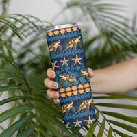 Hawaii Turtles Starfish Unique Pattern Skinny Tumbler - Polynesian Pride