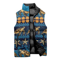 Hawaii Turtles Starfish Unique Pattern Sleeveless Puffer Jacket LT01 - Polynesian Pride