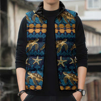 Hawaii Turtles Starfish Unique Pattern Sleeveless Puffer Jacket LT01 - Polynesian Pride