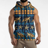 Hawaii Turtles Starfish Unique Pattern Sleeveless Zip Hoodie LT01 - Polynesian Pride