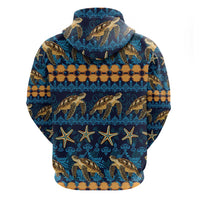 Hawaii Turtles Starfish Unique Pattern Zip Hoodie - Polynesian Pride