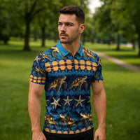 Hawaii Turtles Starfish Unique Pattern Zipper Polo Shirt LT01 - Polynesian Pride