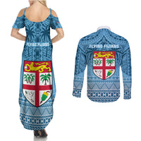 Fiji Rugby Couples Matching Summer Maxi Dress and Long Sleeve Button Shirts Fijian Go 2023 World Cup LT01 - Polynesian Pride
