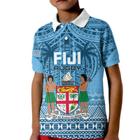 Fiji Rugby Kid Polo Shirt Fijian Go 2023 World Cup LT01 Kid Blue - Polynesian Pride