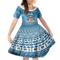 Fiji Rugby Kid Short Sleeve Dress Fijian Go 2023 World Cup LT01 KID Blue - Polynesian Pride