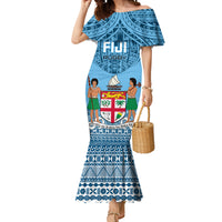 Fiji Rugby Mermaid Dress Fijian Go 2023 World Cup LT01 Women Blue - Polynesian Pride