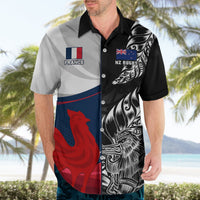 Custom New Zealand And France Rugby Hawaiian Shirt XV de France Kiwi Silver Fern 2023 World Cup LT01 - Polynesian Pride